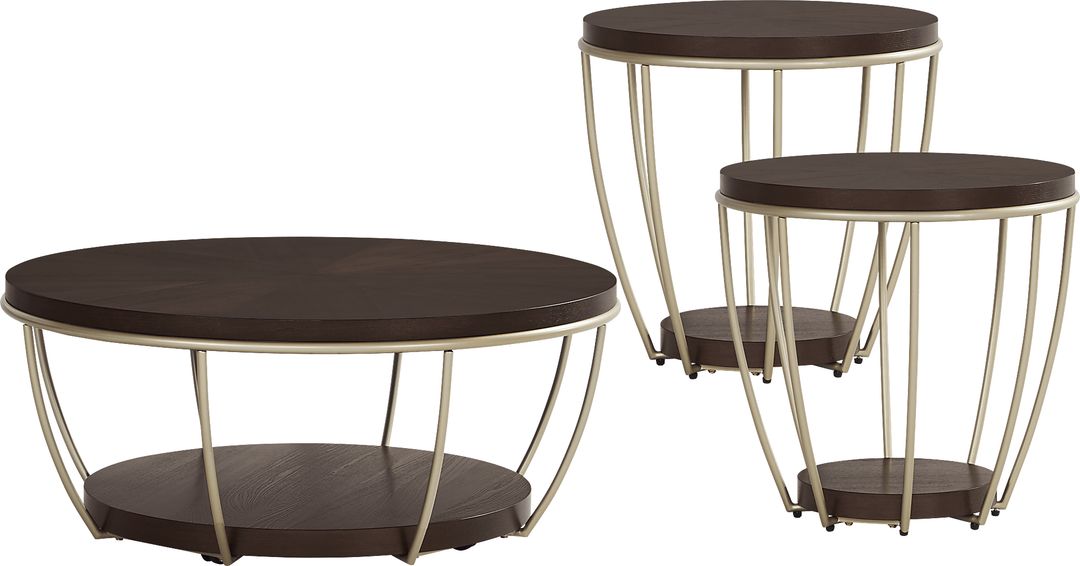 Prospect Heights Brown Cherry Finish 3 Pc Table Set