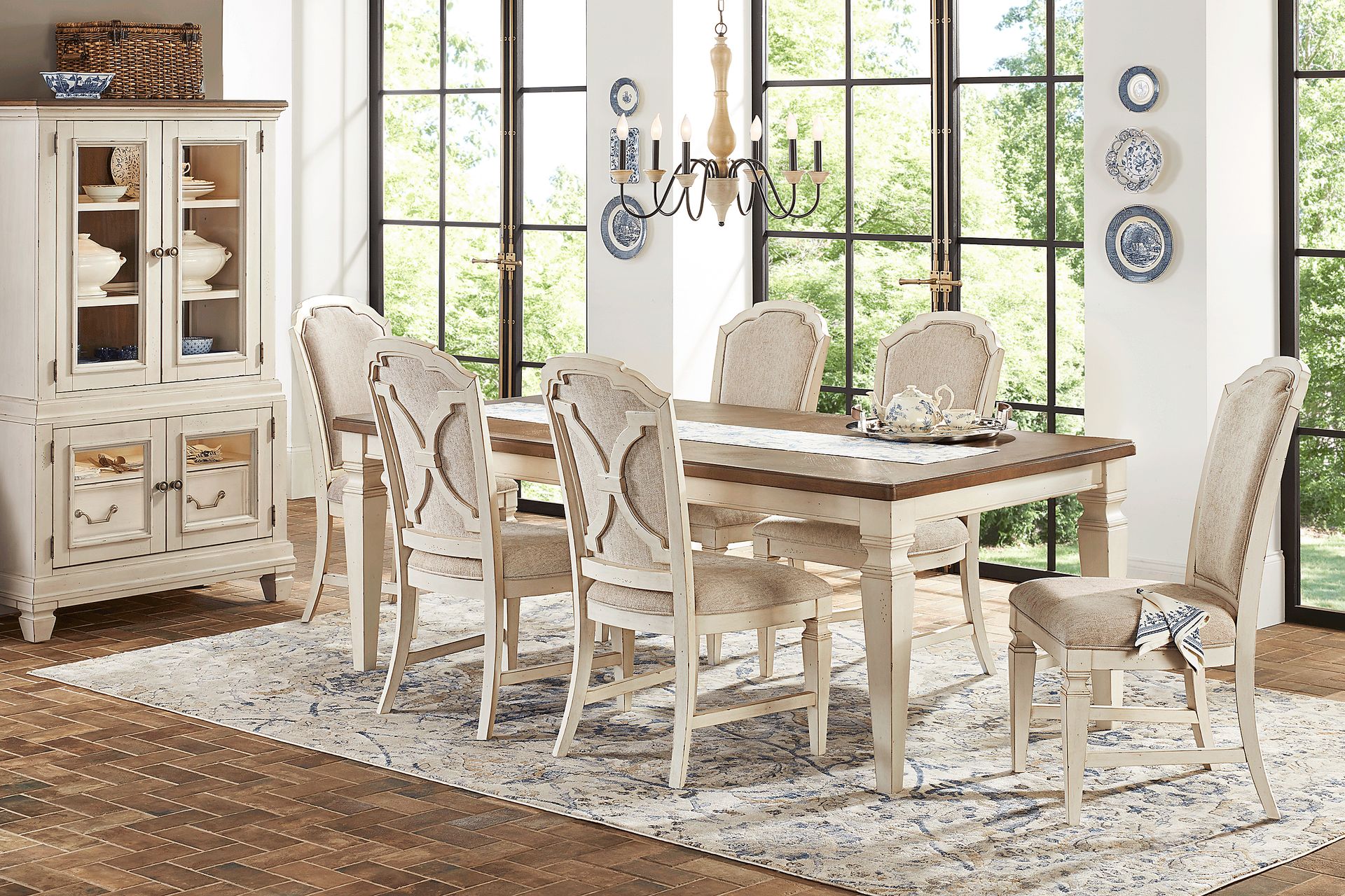 Provence Brown 5 Pc Dining Room with Upholstered Chairs - Image 1