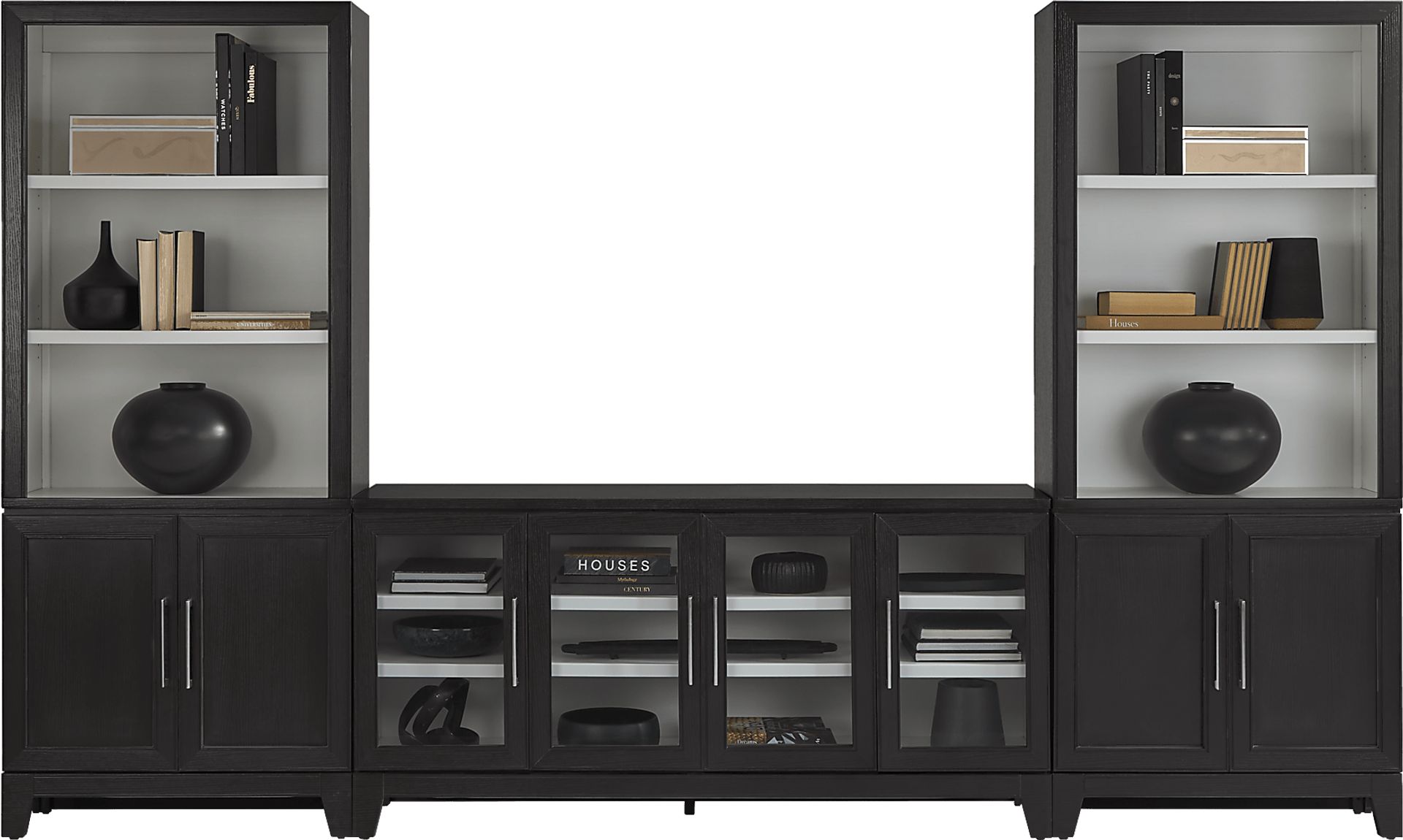 Providence Estates Black 3 Pc Wall Unit with 65 in. Console - Image 2
