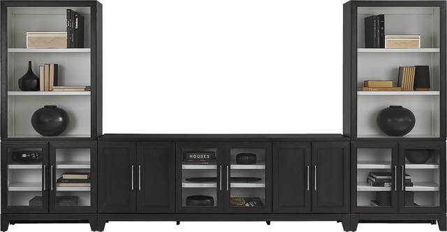 Providence Estates Black 3 Pc Wall Unit with 86 in. Console and Glass Doors - Thumbnail - Image 2