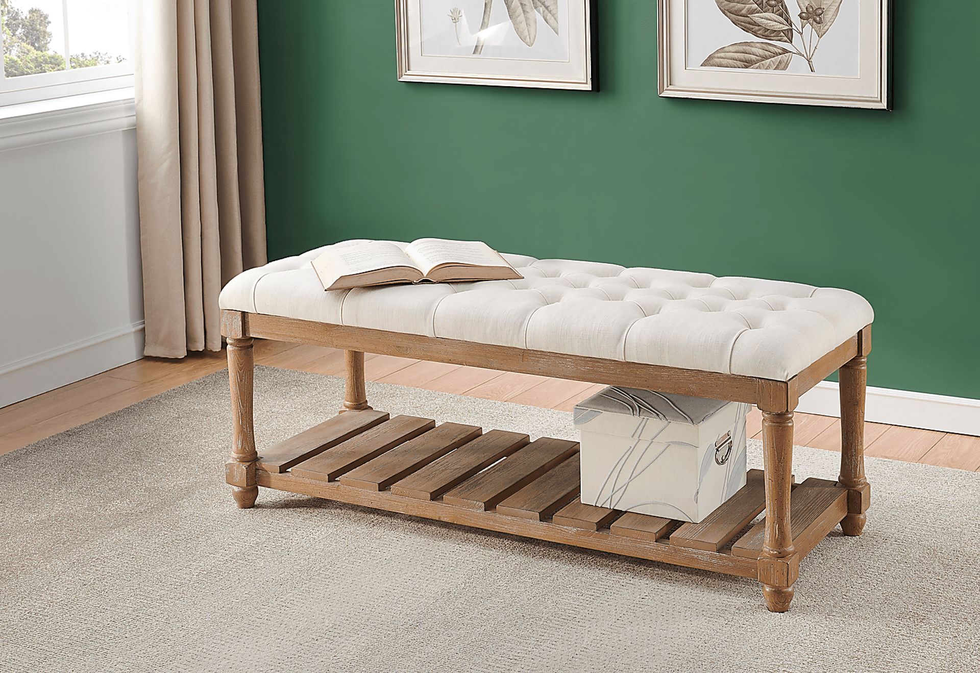 Provost Cream Accent Bench - Image 4