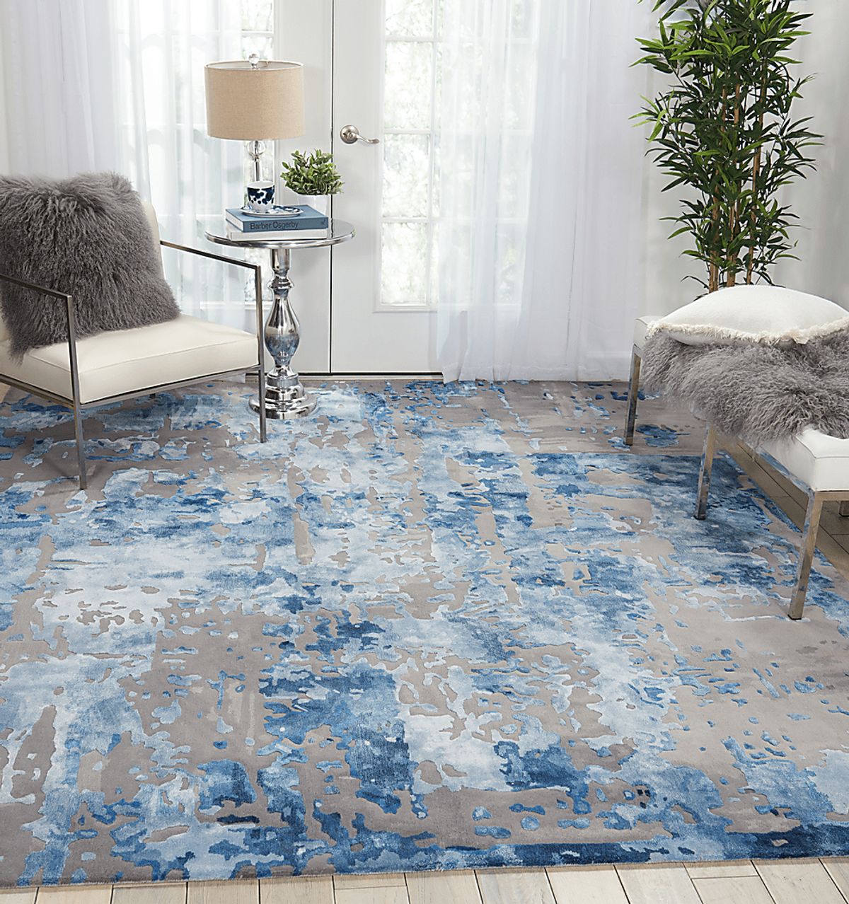 Pruzor Blue,Gray Rug | Rooms to Go