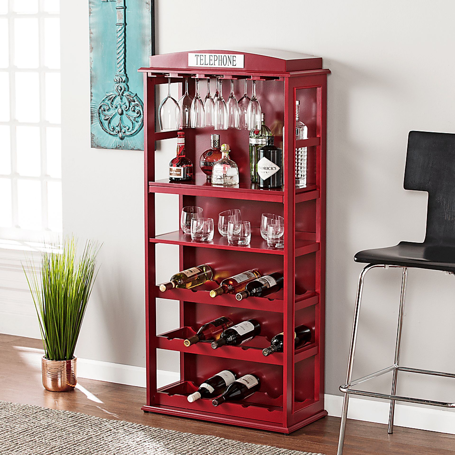 Pulford Burgundy Bar Cabinet - Image 2