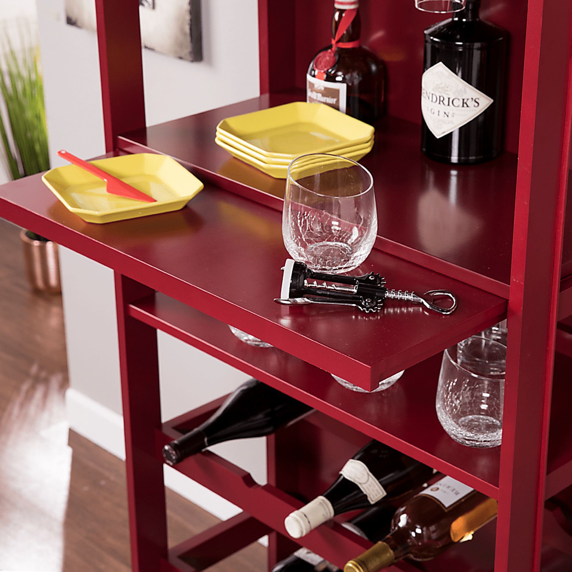 Pulford Burgundy Bar Cabinet - Image 4