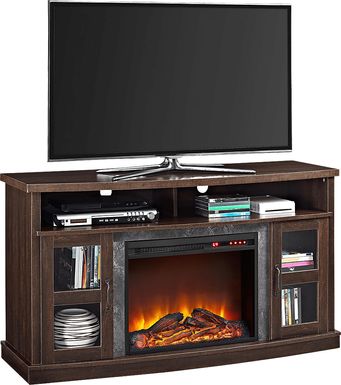 Puntail Espresso 53 in. Console with Electric Fireplace