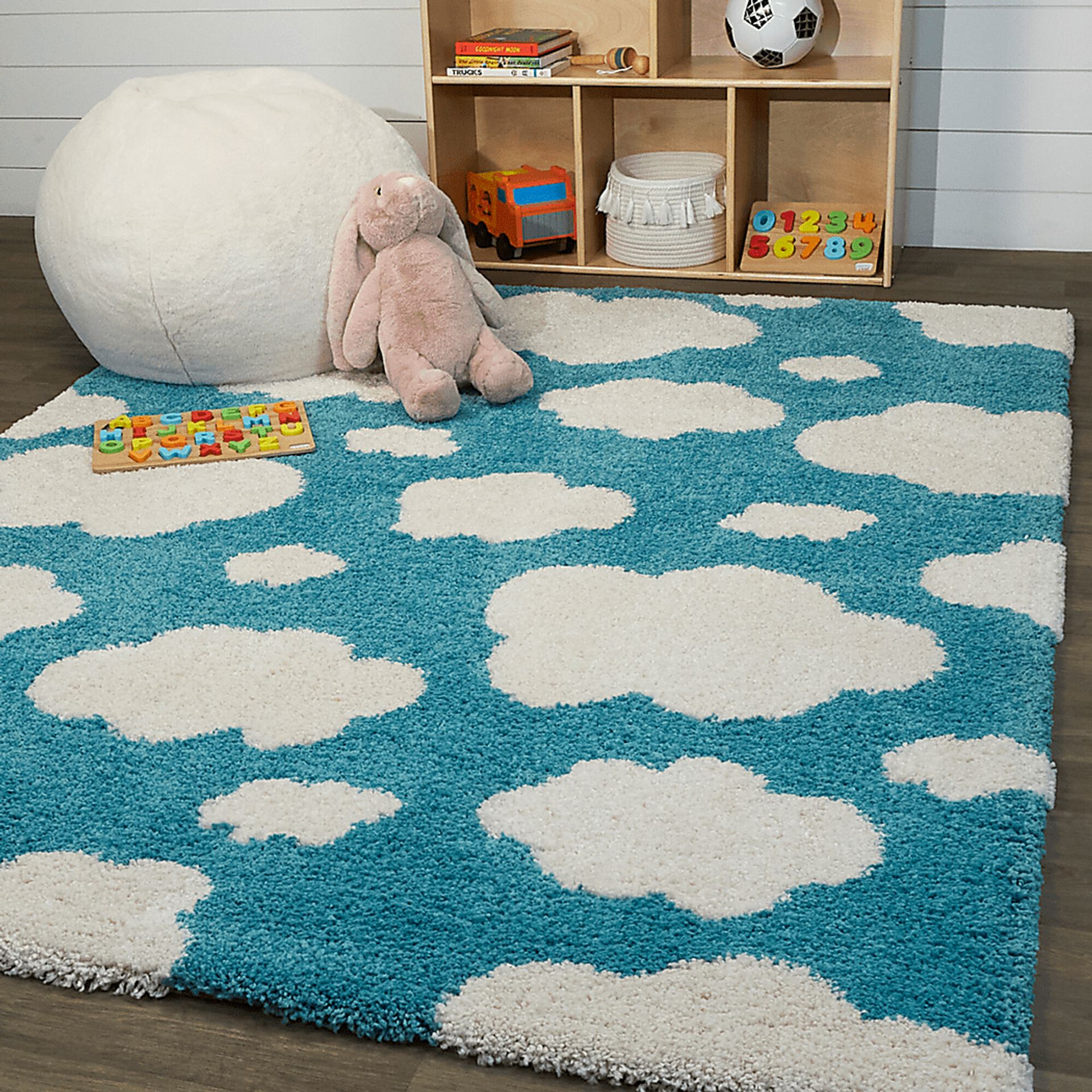 Kids Fluffy Skies Blue 5'3 x 7' Rug - Image 5
