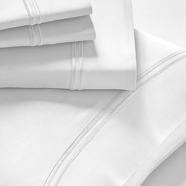 PureCare Premium Soft Touch White 4 Pc Queen Bed Sheet Set - Thumbnail - Image 1