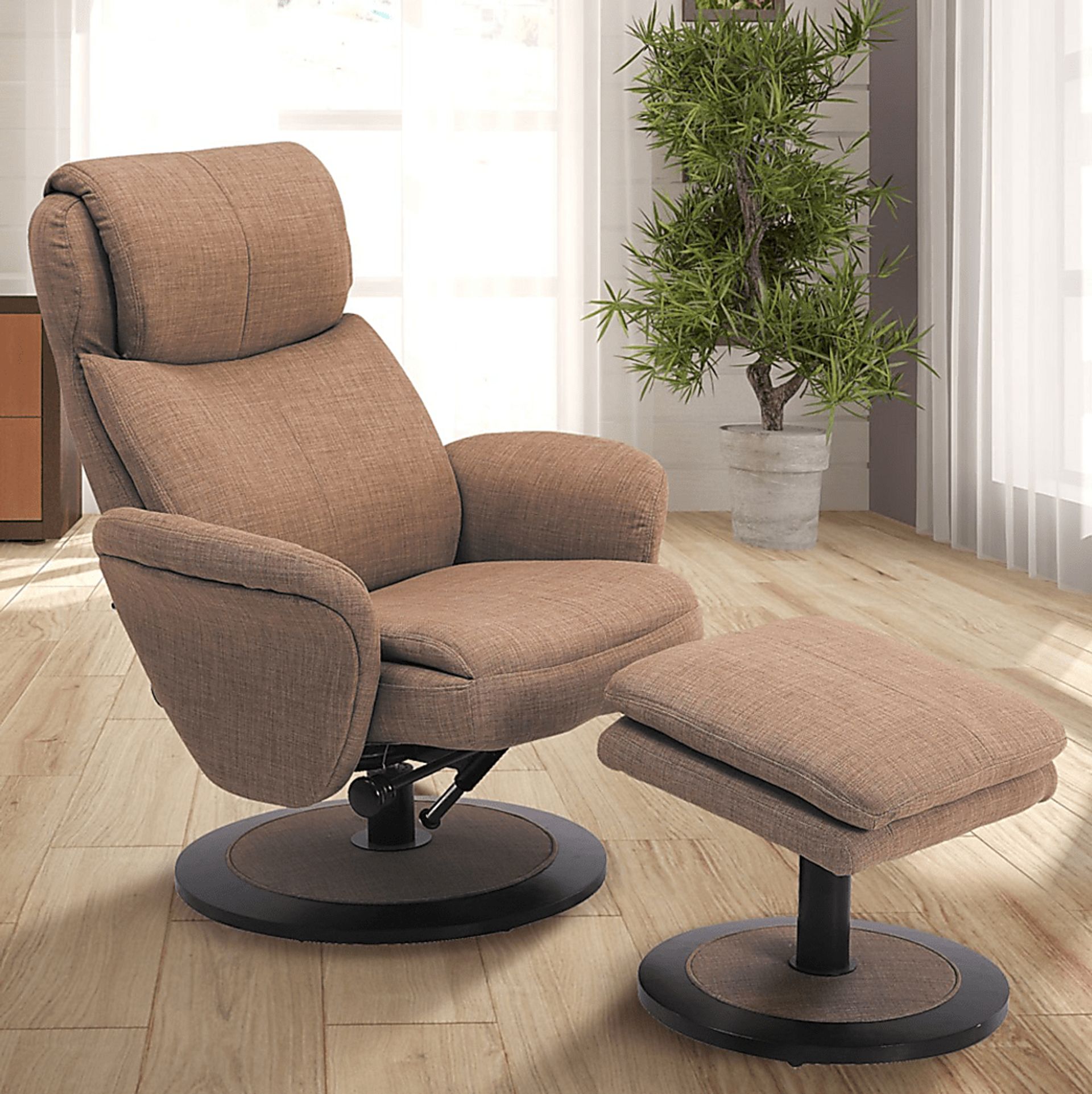 Purley Taupe Swivel Recliner & Ottoman - Image 2