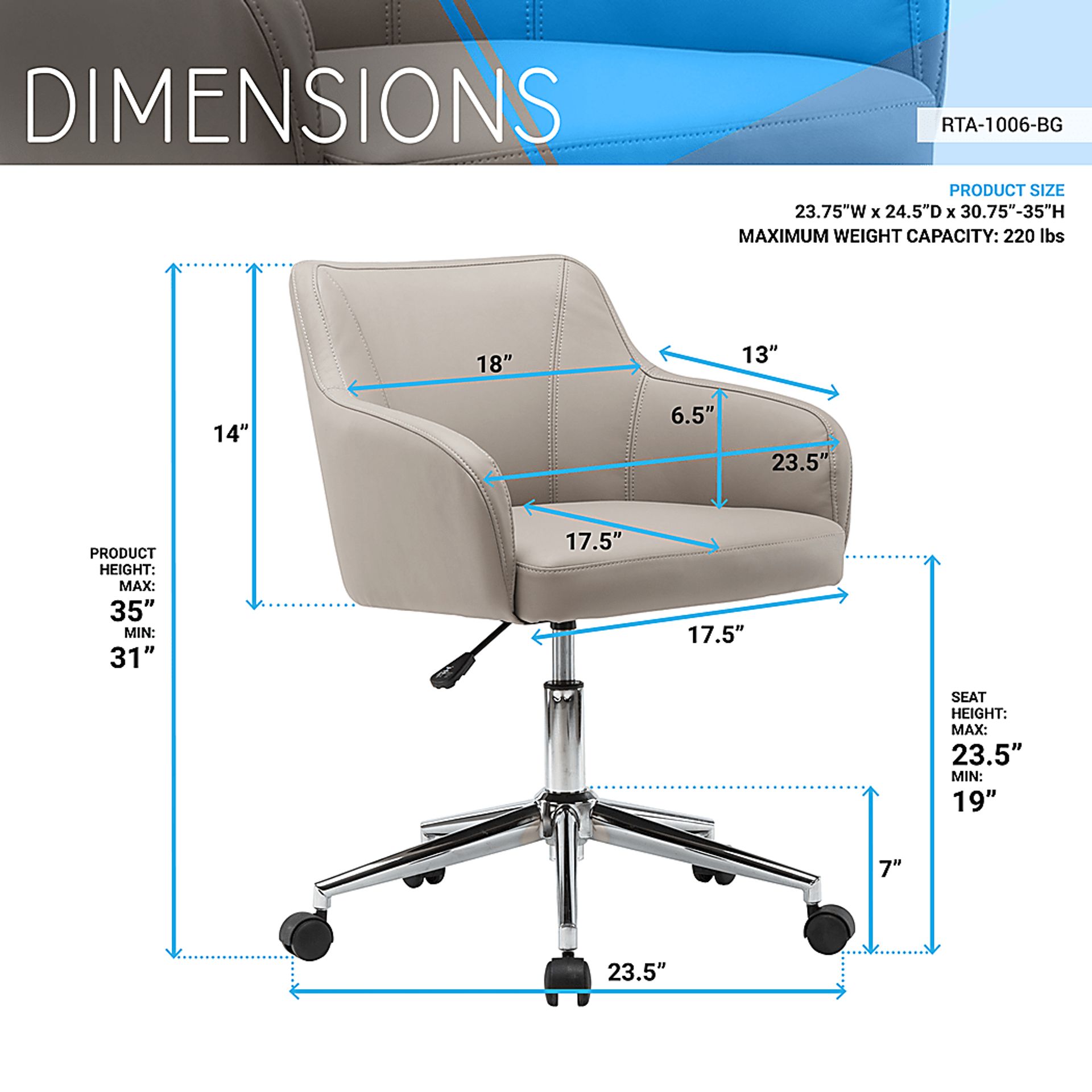 Qarro Beige Office Chair - Image 4