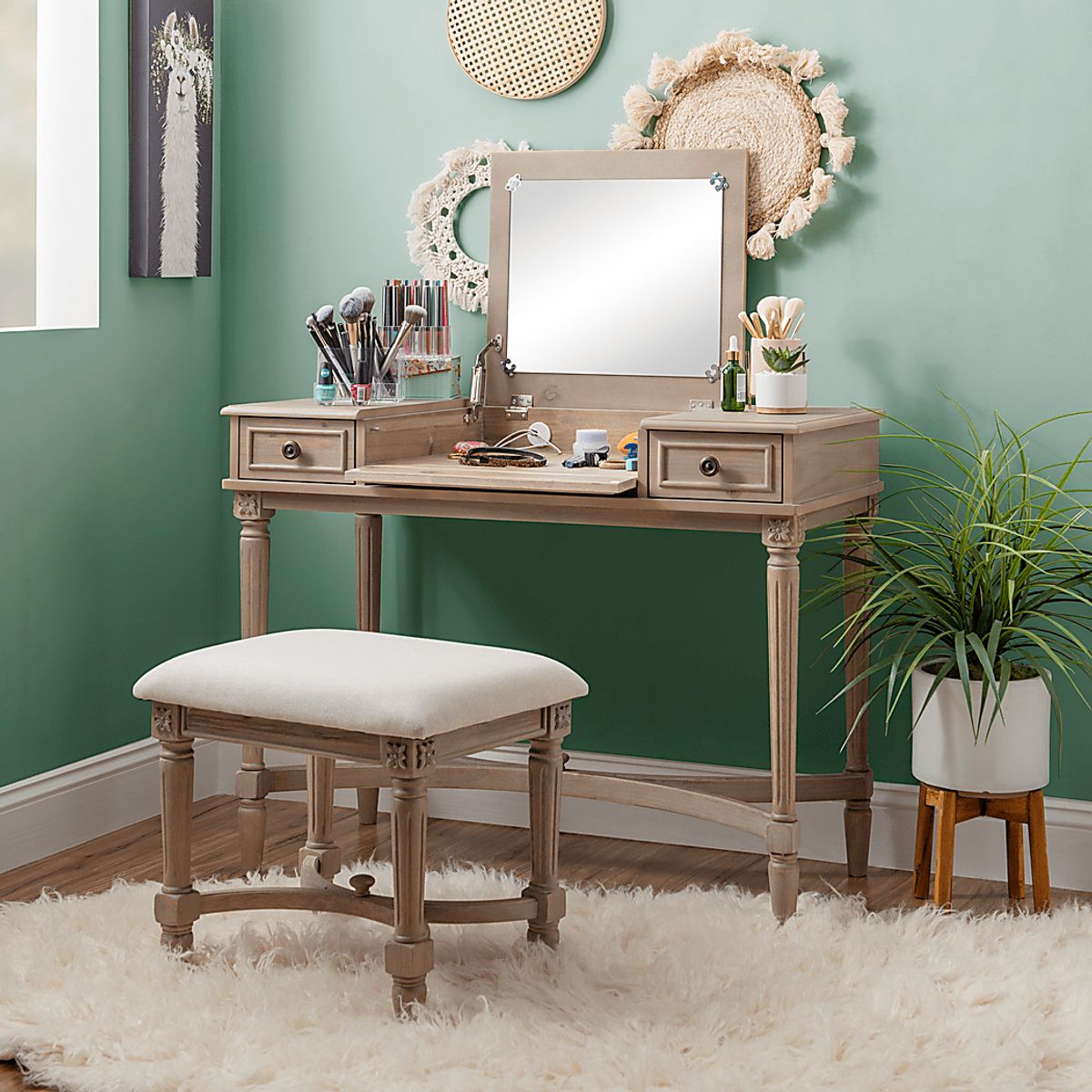 Quackenboss Brown Dark Wood Vanity | Rooms to Go