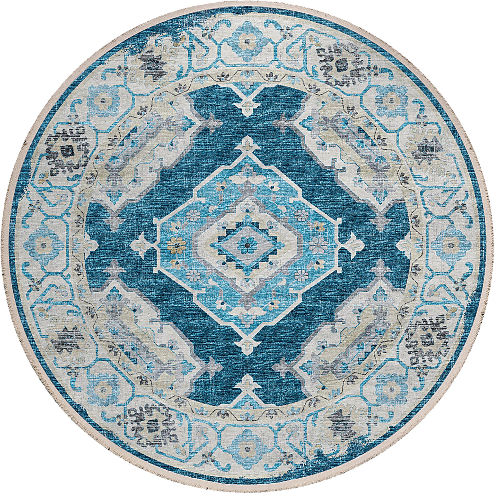 Quandry Blue 8' Round Rug - Image 1