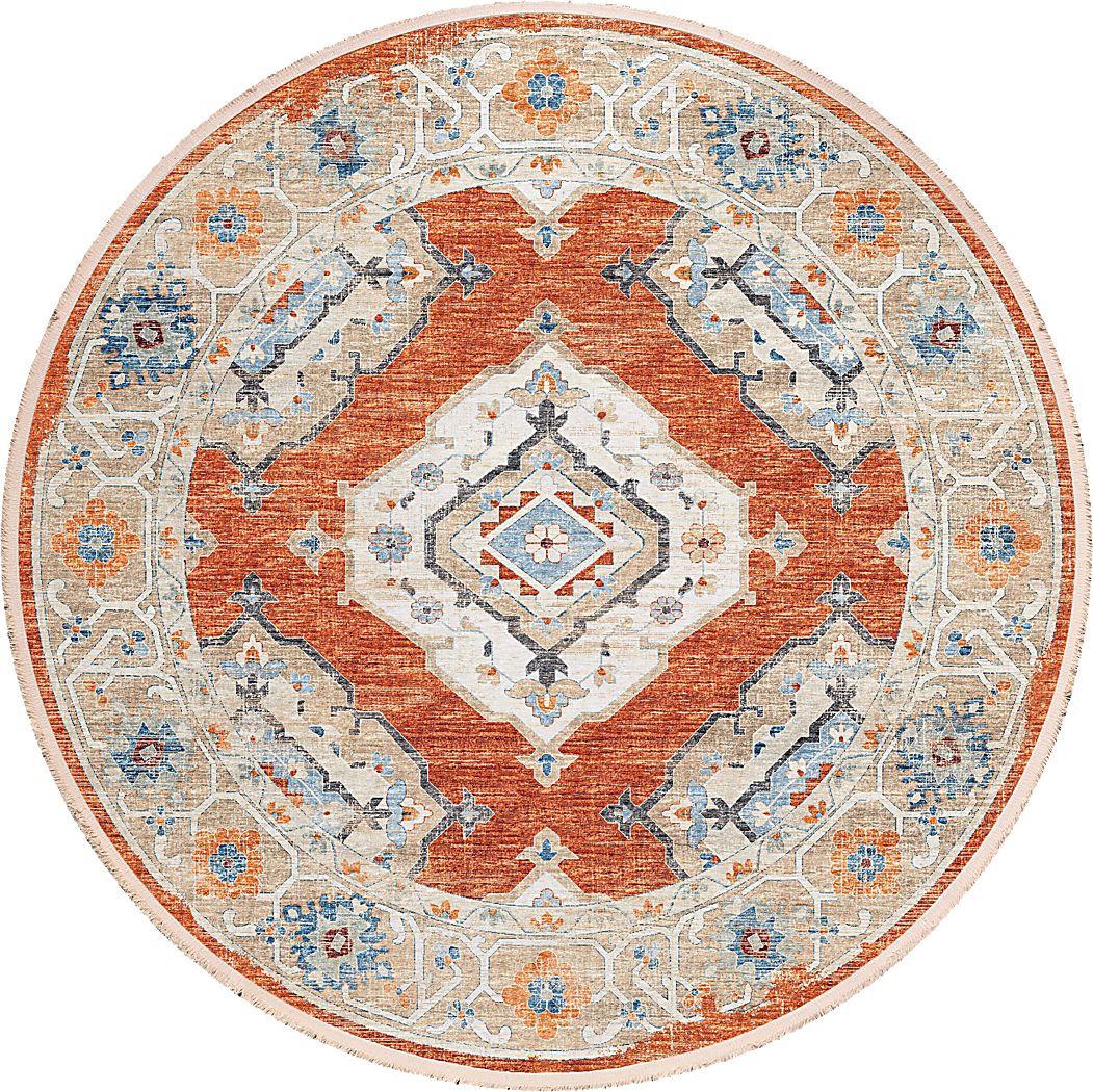 Quandry Red 8' Round Rug