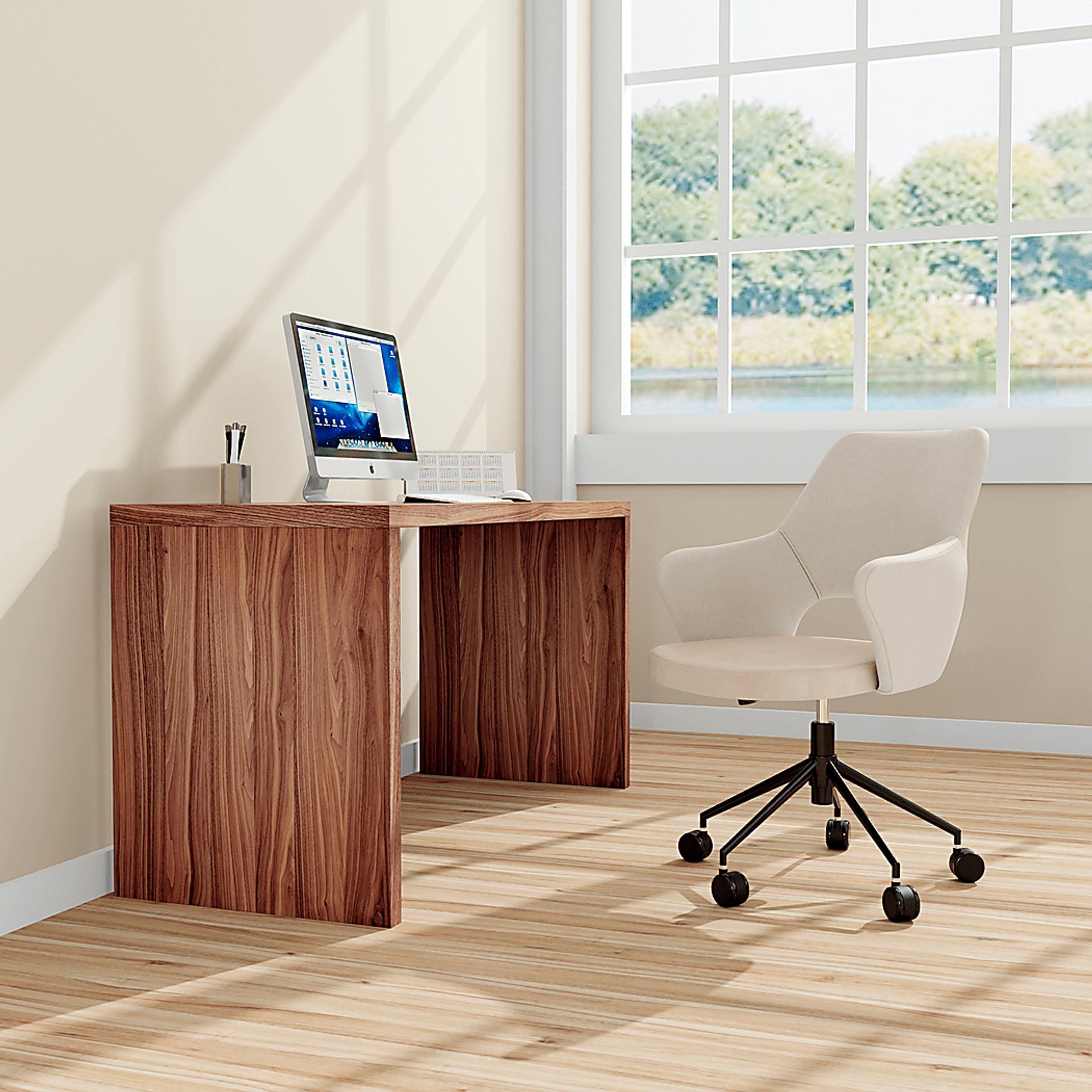 Quiment Light Beige Office Chair - Image 2