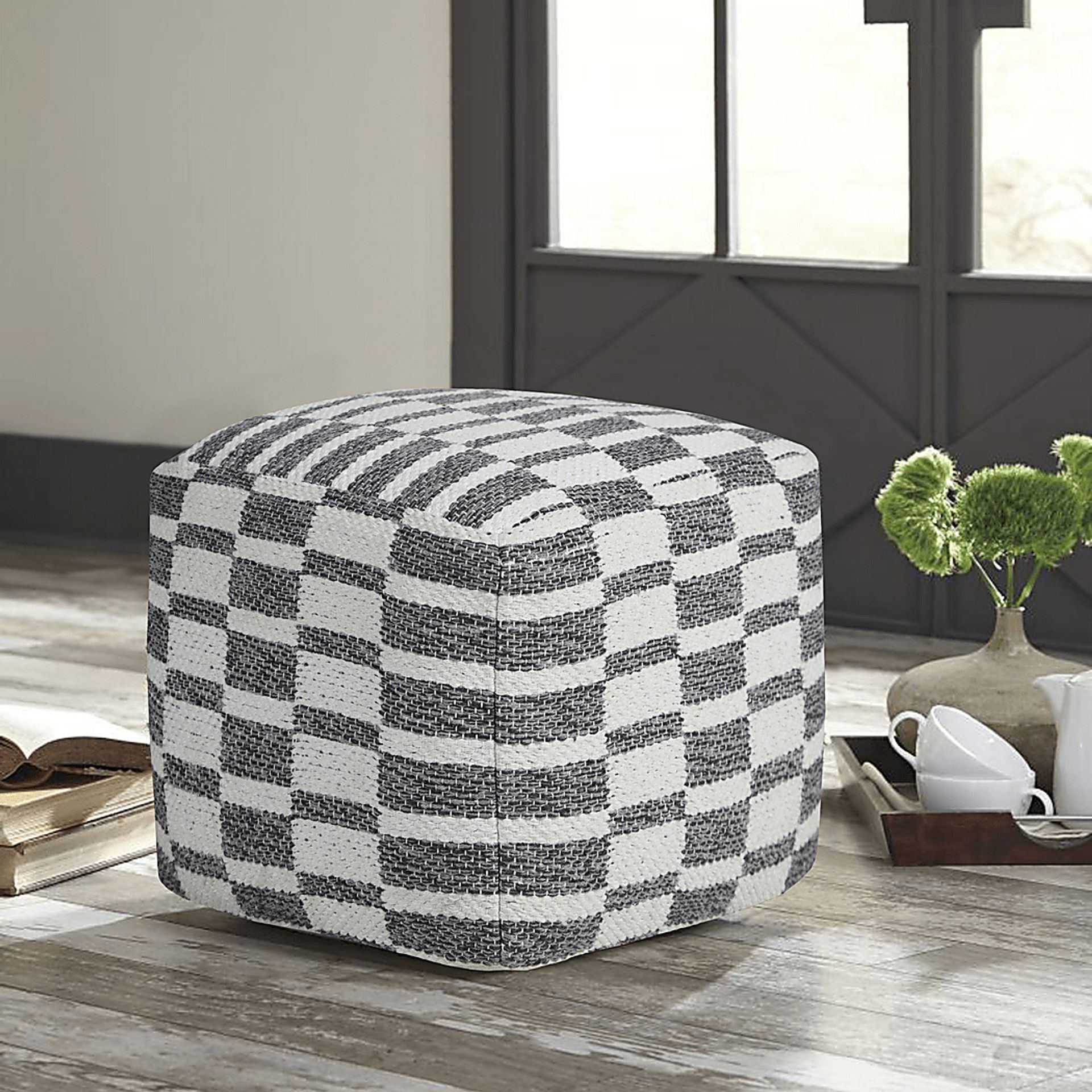 Melorna Gray Pouf - Image 2