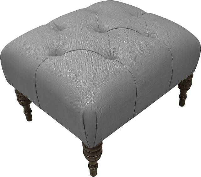 Quinn Hill Gray Tufted Ottoman - Thumbnail - Image 1