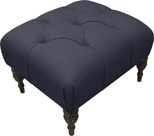 Quinn Hill Navy Tufted Ottoman - Thumbnail - Image 1