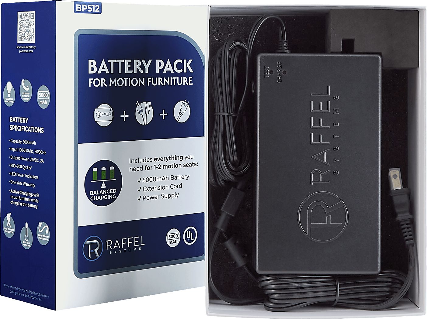 Raffel Black Rechargeable Battery Pack for Motion Furniture