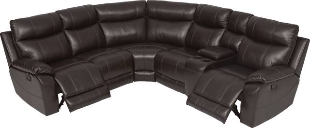 Ragili Dark Brown Leather 6 Pc Sectional Living Room - Thumbnail - Image 3