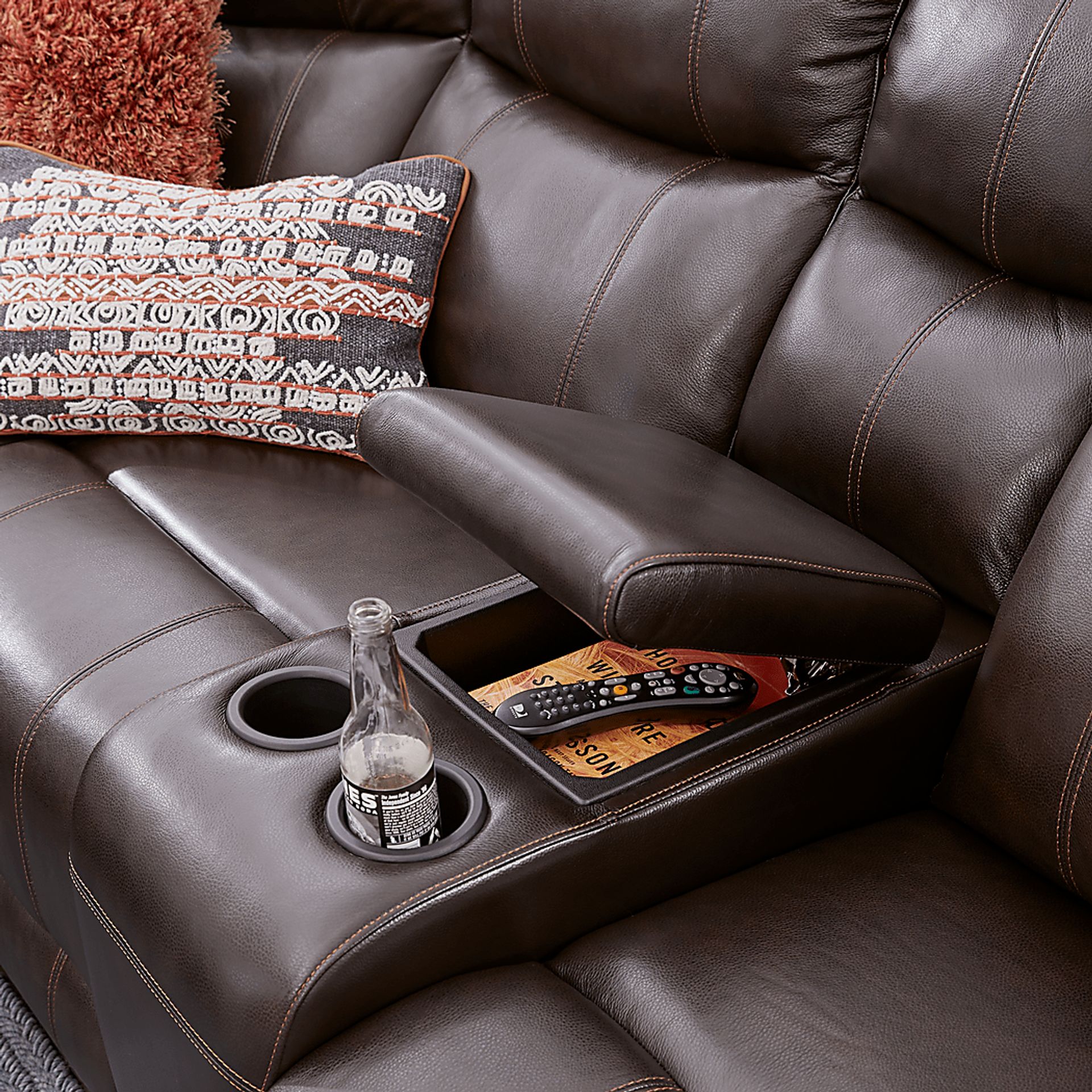 Ragili Dark Brown Leather 6 Pc Sectional Living Room - Image 4