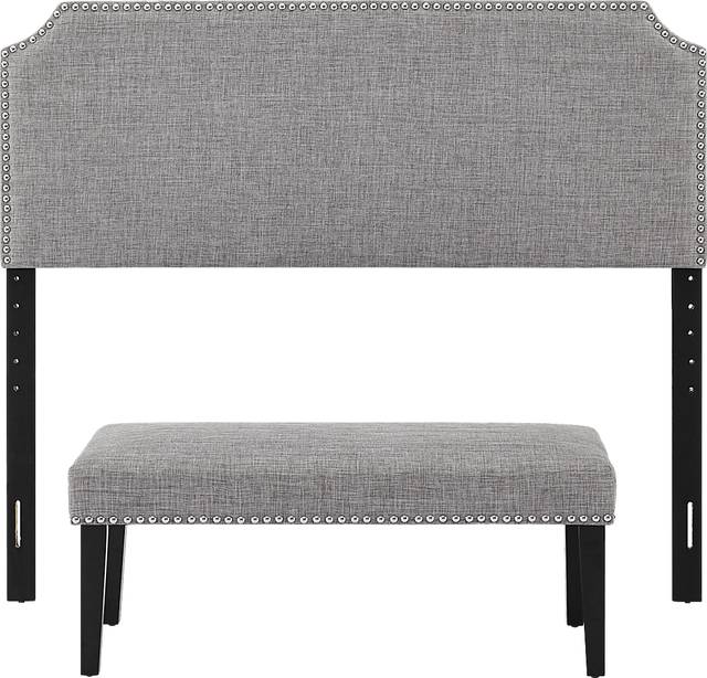 Ragsdale Gray Queen Upholstered Headboard and Bench - Thumbnail - Image 1