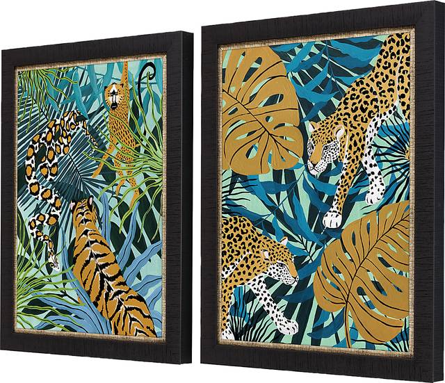 Rainforest Scene Blue Framed Artwork, Set of 2 - Thumbnail - Image 3