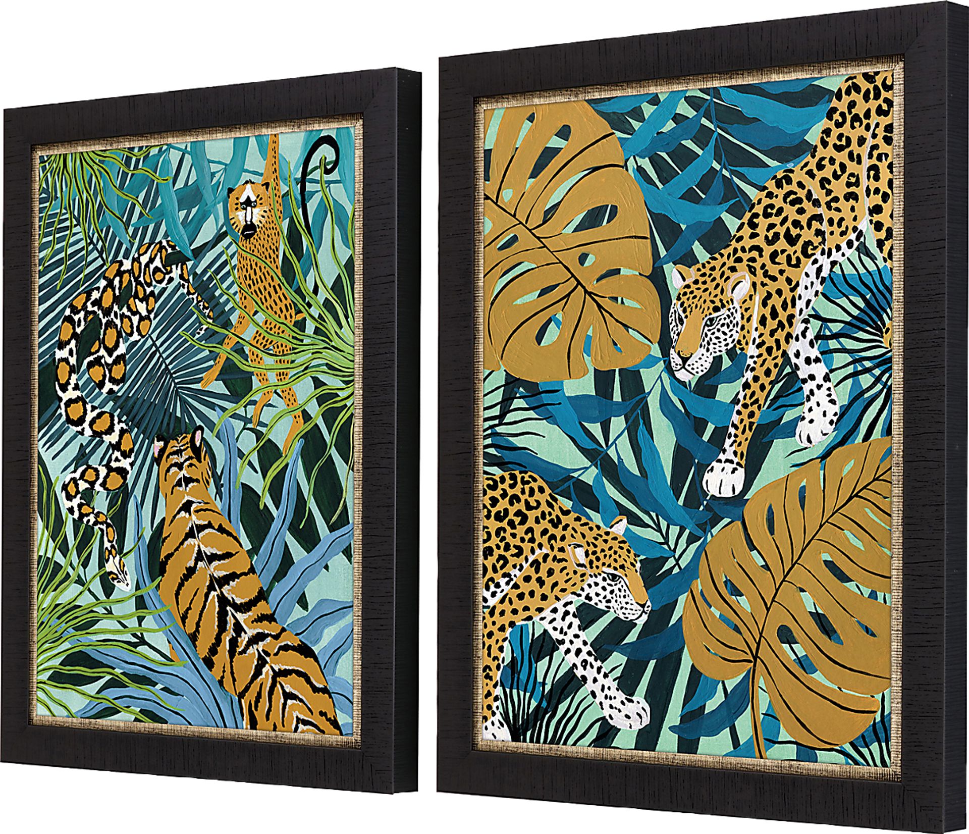 Rainforest Scene Blue Framed Artwork, Set of 2 - Image 3