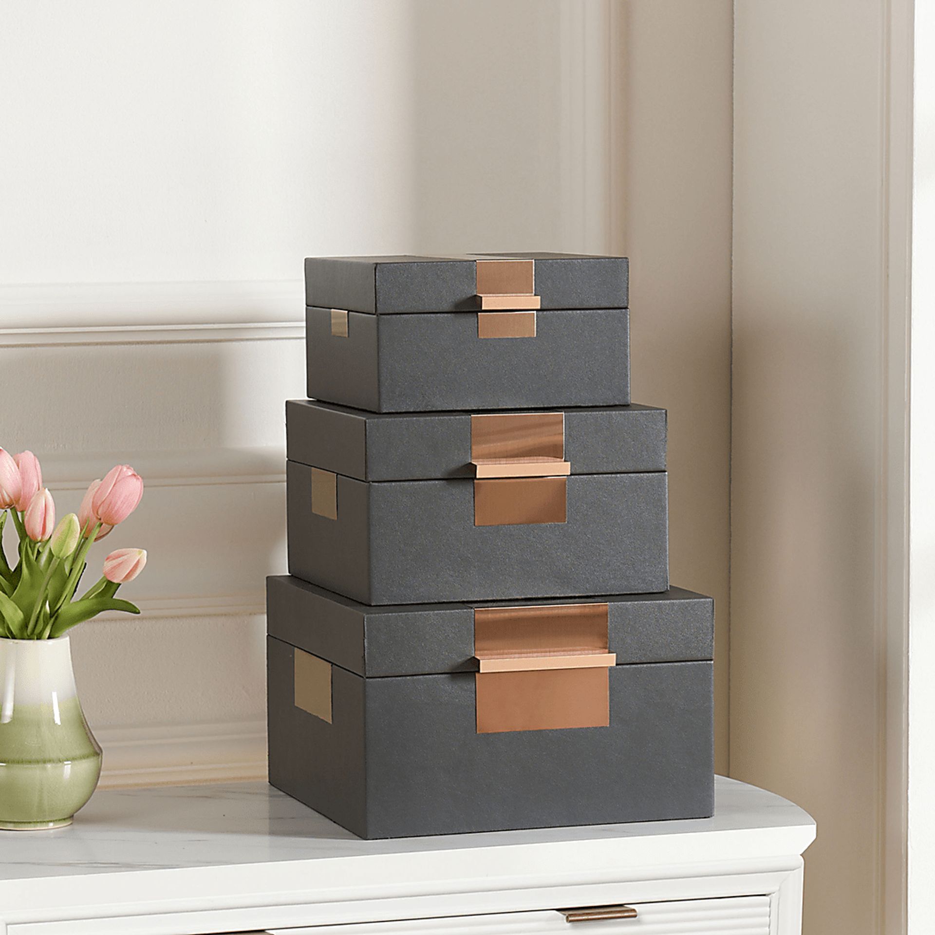 Ramila Charcoal Decorative Box, Set of 3 - Image 2