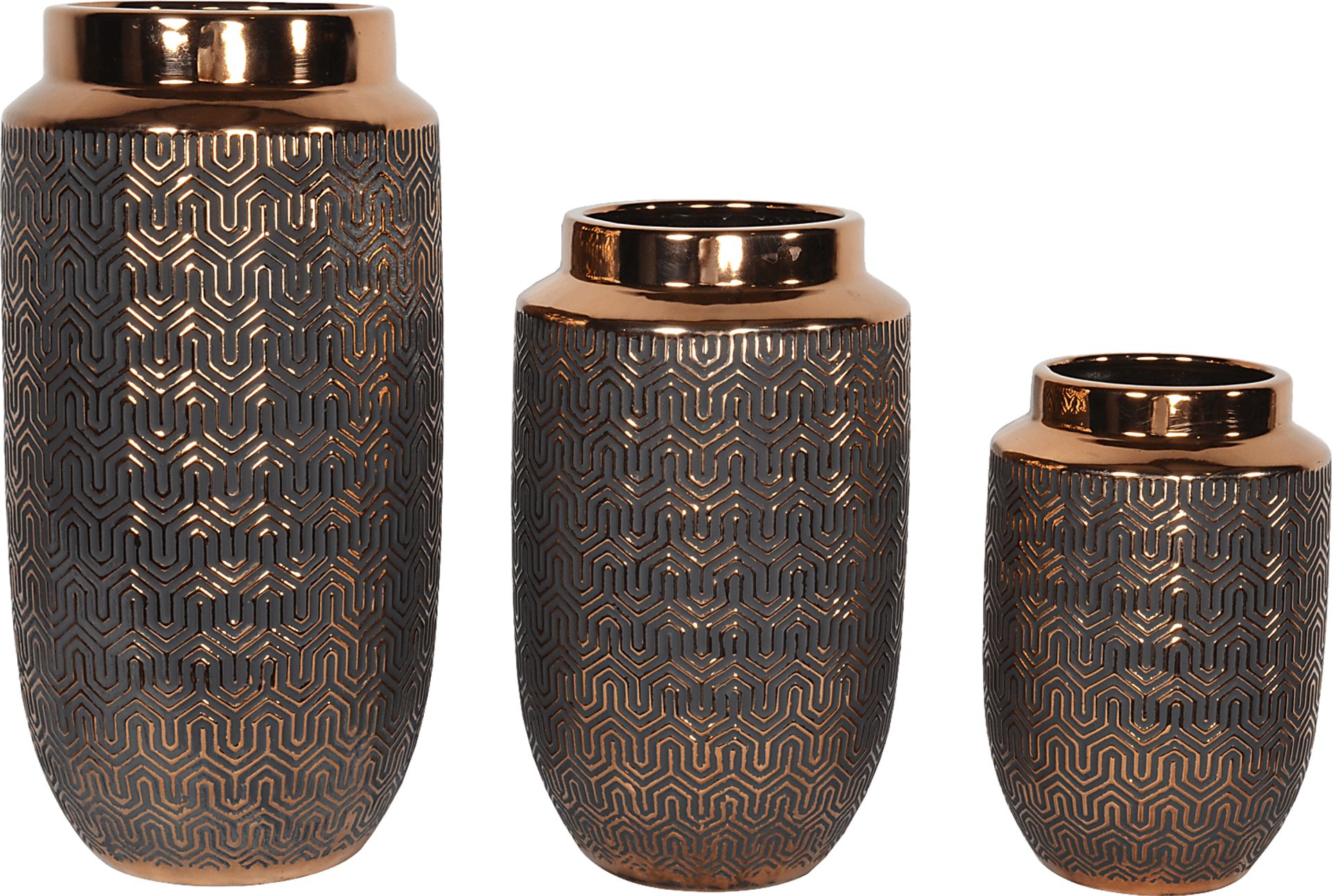 Ramla Gold Vase, Set of 3 - Image 1