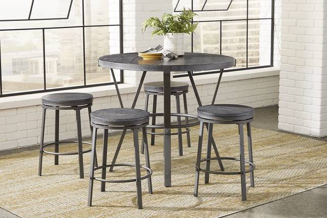 Ramona Gray Round Counter Height Dining Table - Thumbnail - Image 2