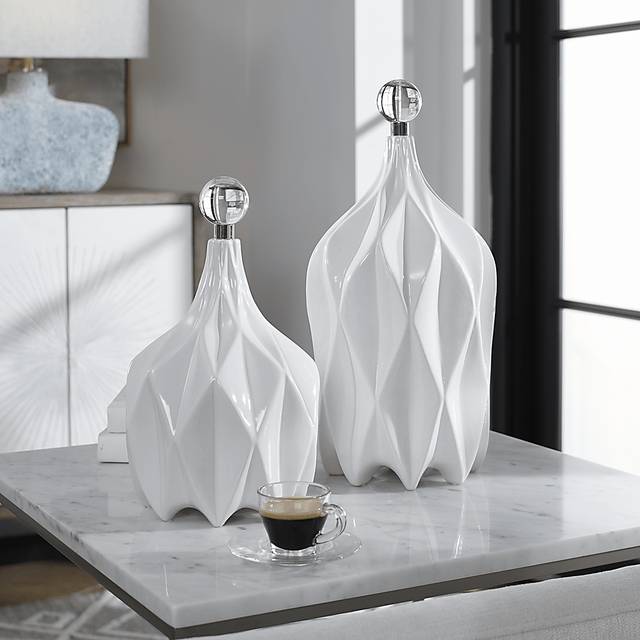 Randen White Decor Bottle, Set of 2 - Thumbnail - Image 4