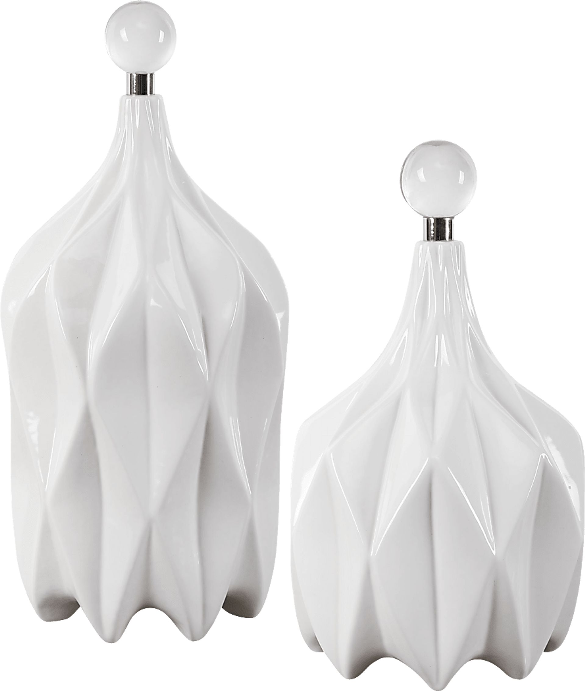 Randen White Decor Bottle, Set of 2 - Image 1