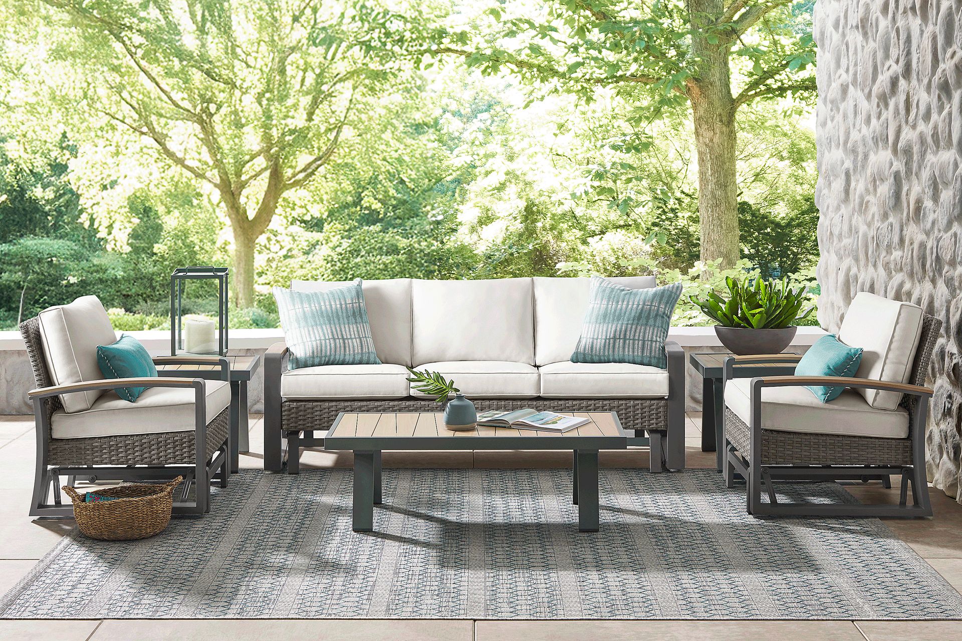 Randolph Gray 4 Pc Outdoor Glider Seating Set - Image 1