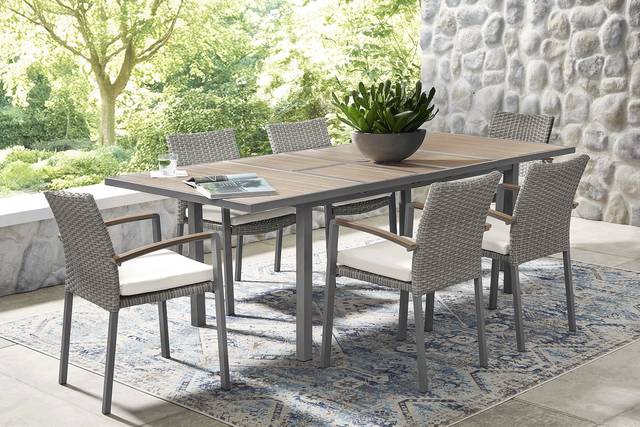 Randolph Gray 7 Pc Outdoor Extension Dining Set - Thumbnail - Image 1