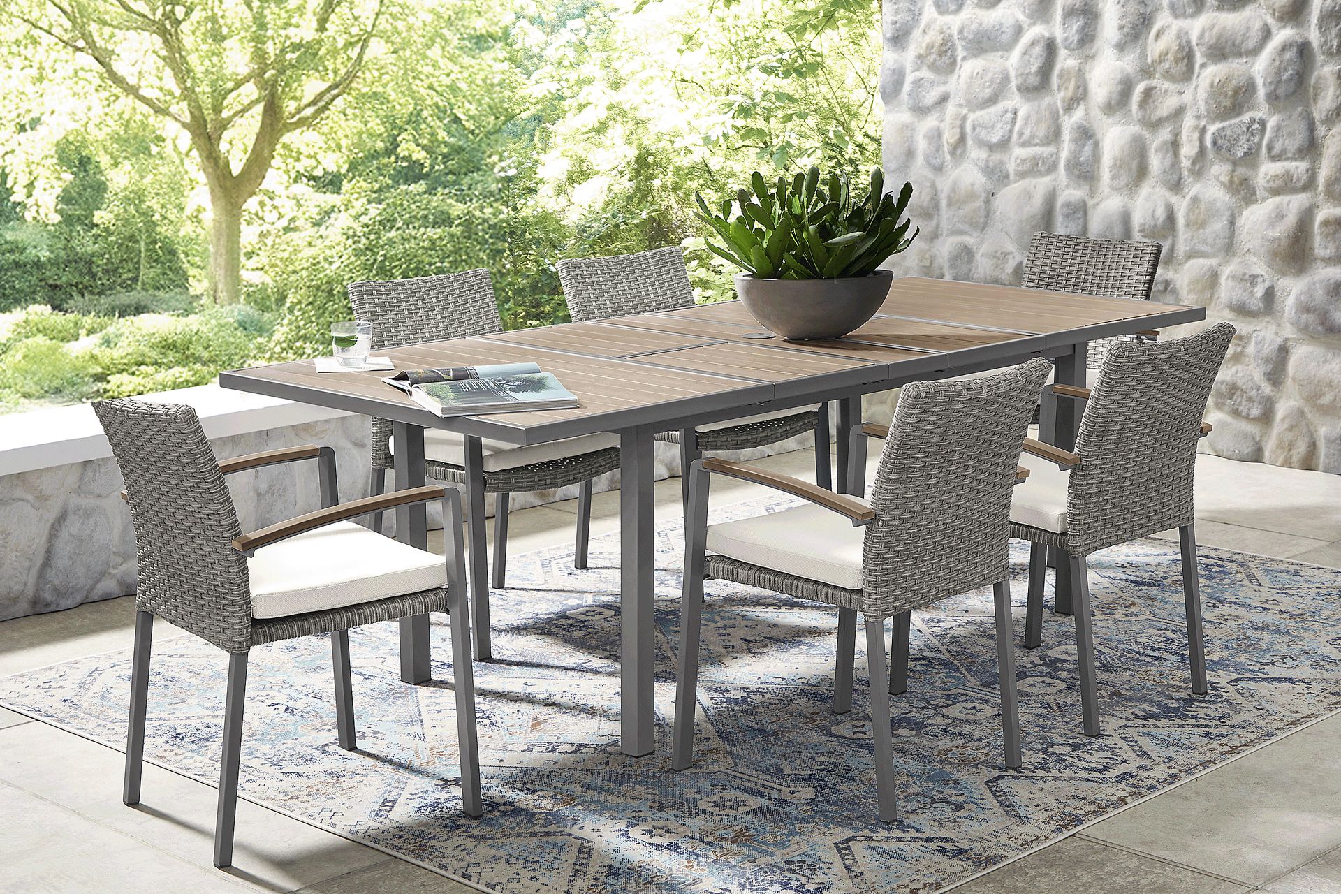 Randolph Gray 7 Pc Outdoor Extension Dining Set - Image 1