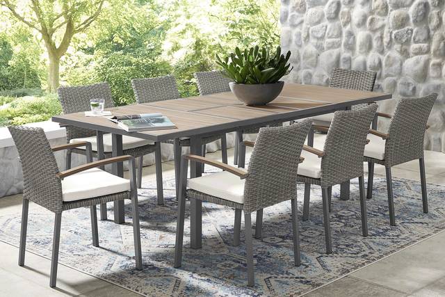 Randolph Gray 9 Pc Outdoor Extension Dining Set - Thumbnail - Image 1