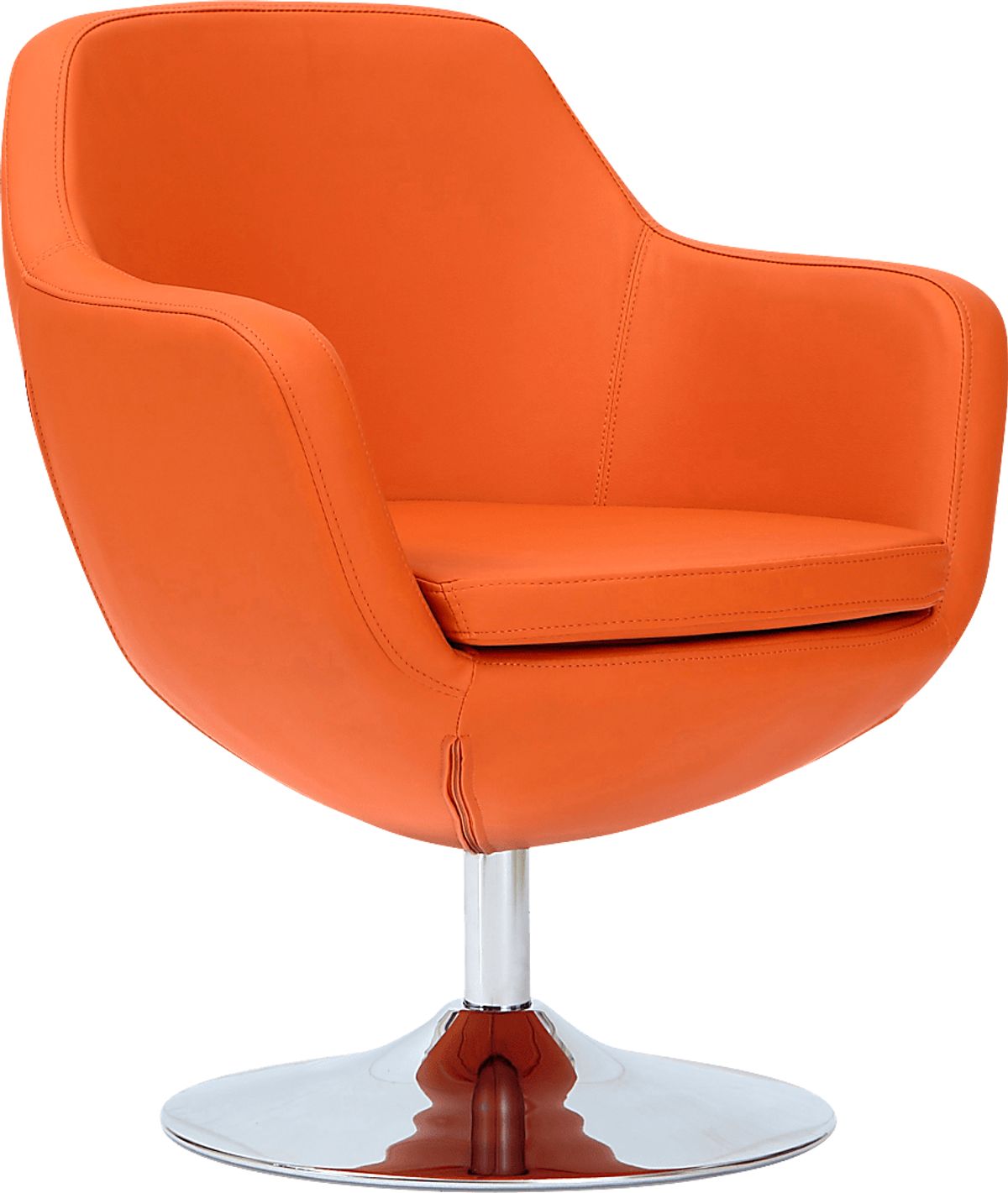 Rantoul Orange Orange,Red Faux Leather Fabric Swivel Accent Chair