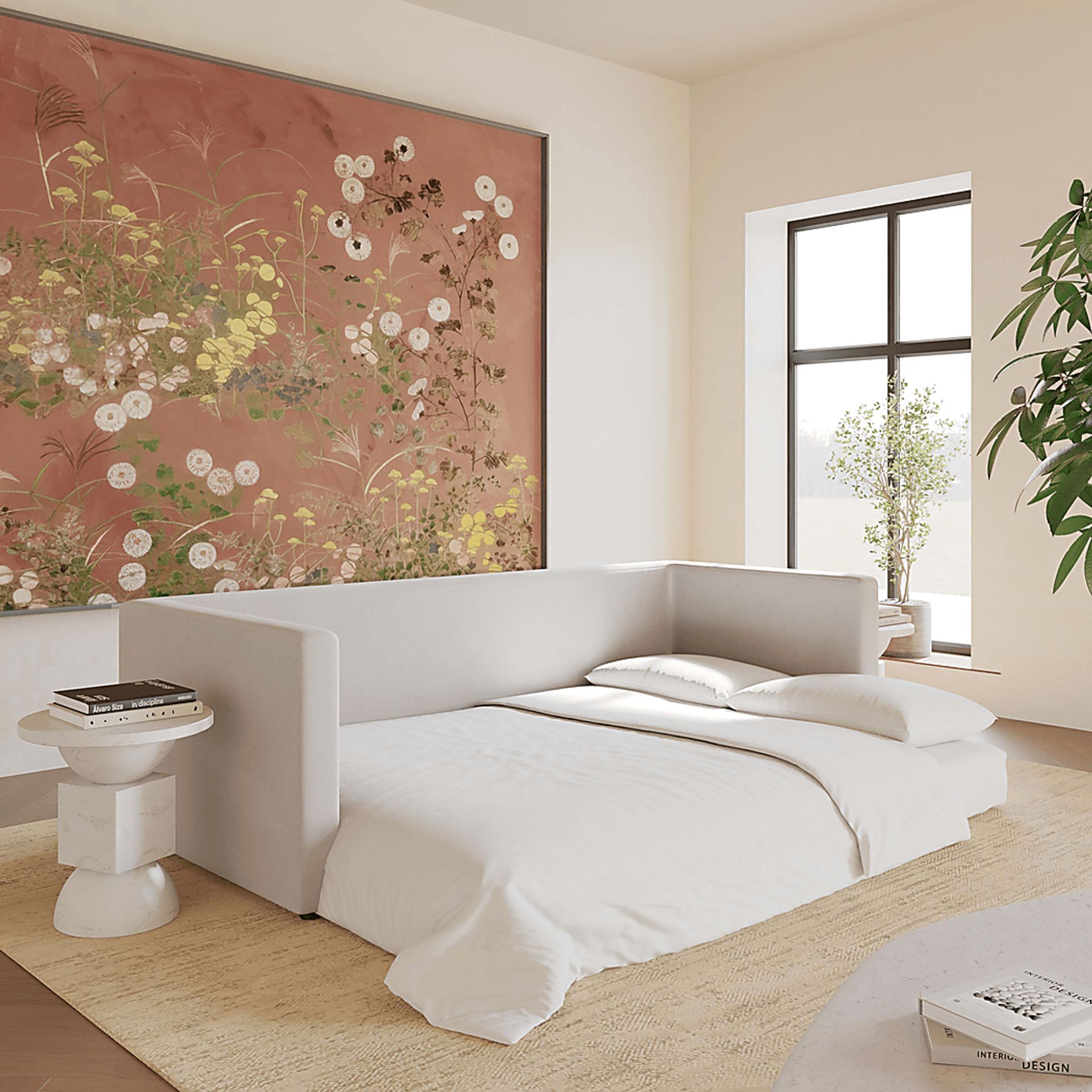 Rapalla Cream Linen Sleeper Sofa - Image 2