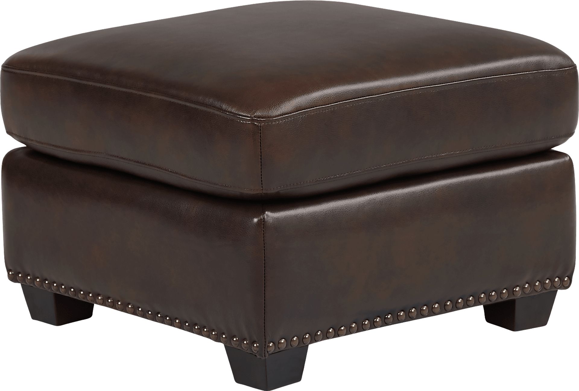 Rapallo Mahogany Leather Ottoman - Image 1