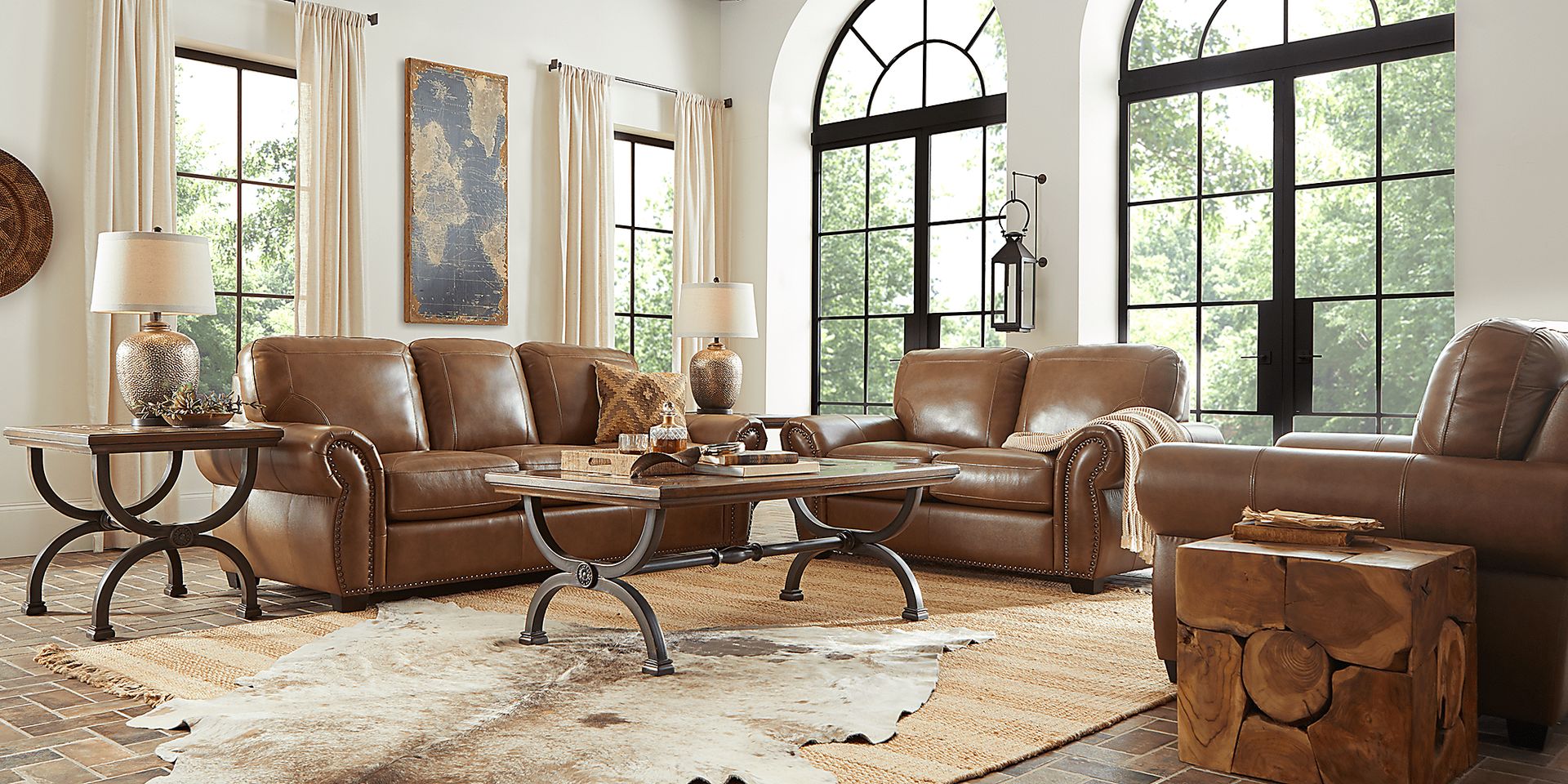 Rapallo Saddle Leather 3 Pc Living Room - Image 1