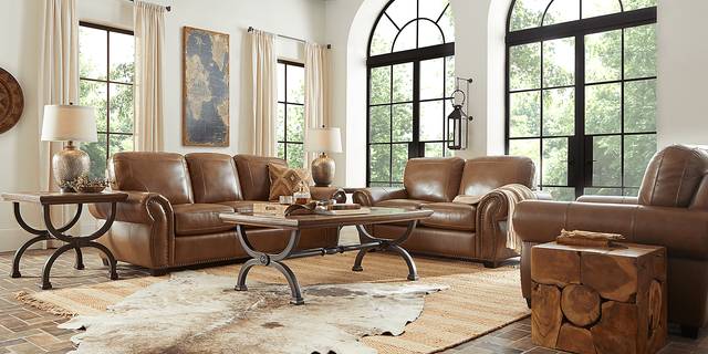 Rapallo Saddle Leather 6 Pc Living Room - Thumbnail - Image 1