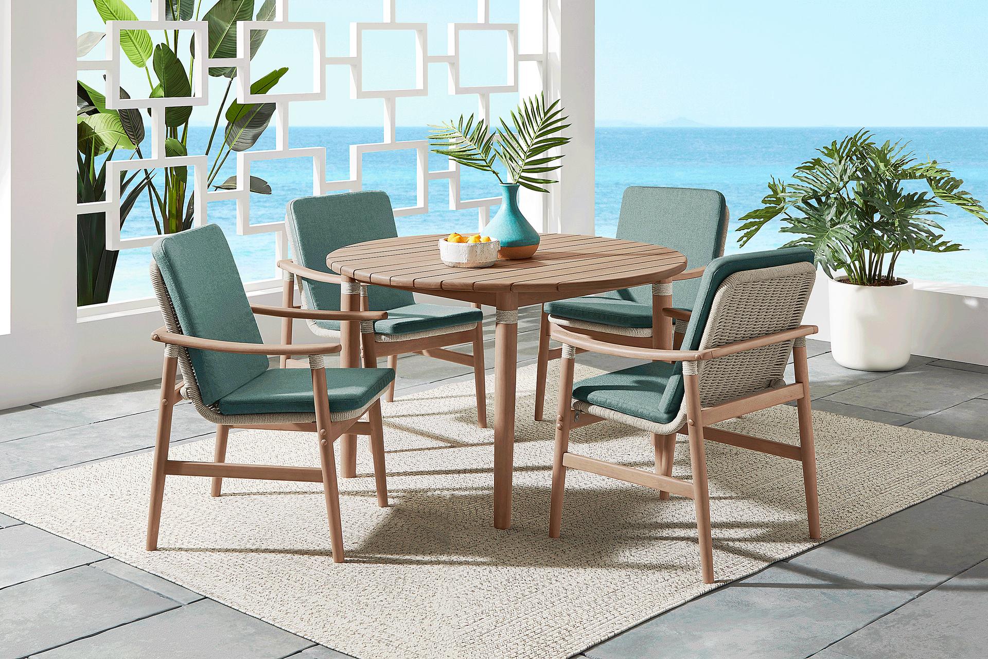 Raphina Gray 5 Pc 47 in. Round Outdoor Dining Set with Jungle Cushions