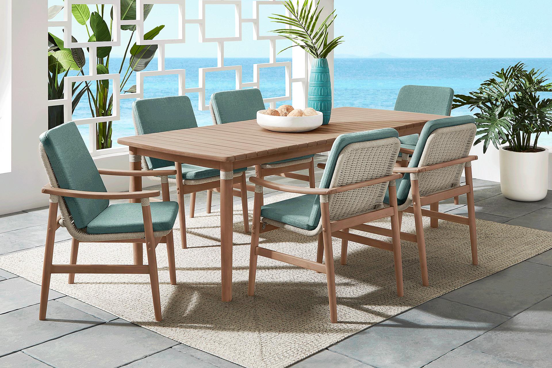 Raphina Gray 9 Pc 86 in. Outdoor Dining Set with Jungle Cushions