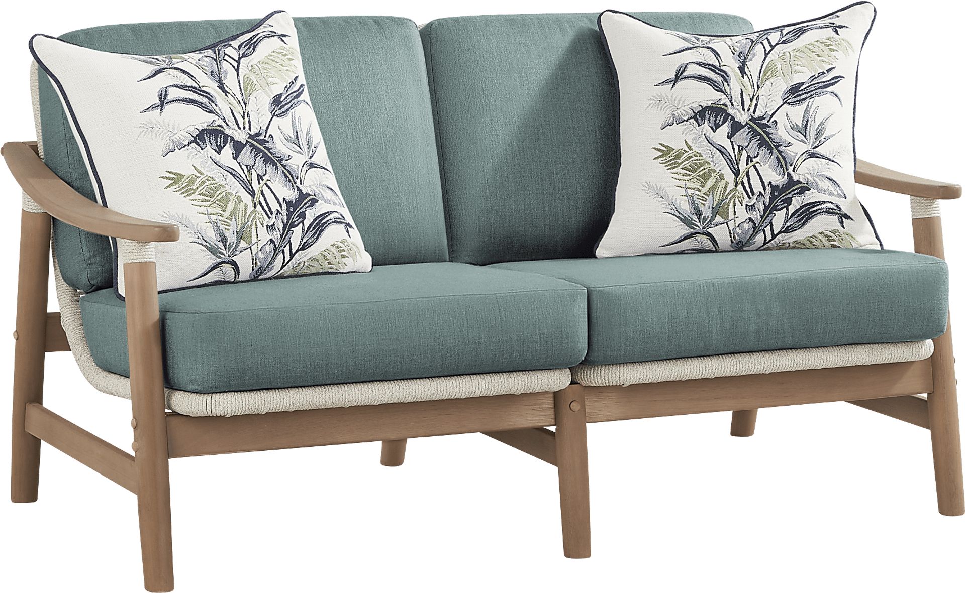 Raphina Gray 4 Pc Outdoor Loveseat Seating Set with Jungle Cushions - Image 3
