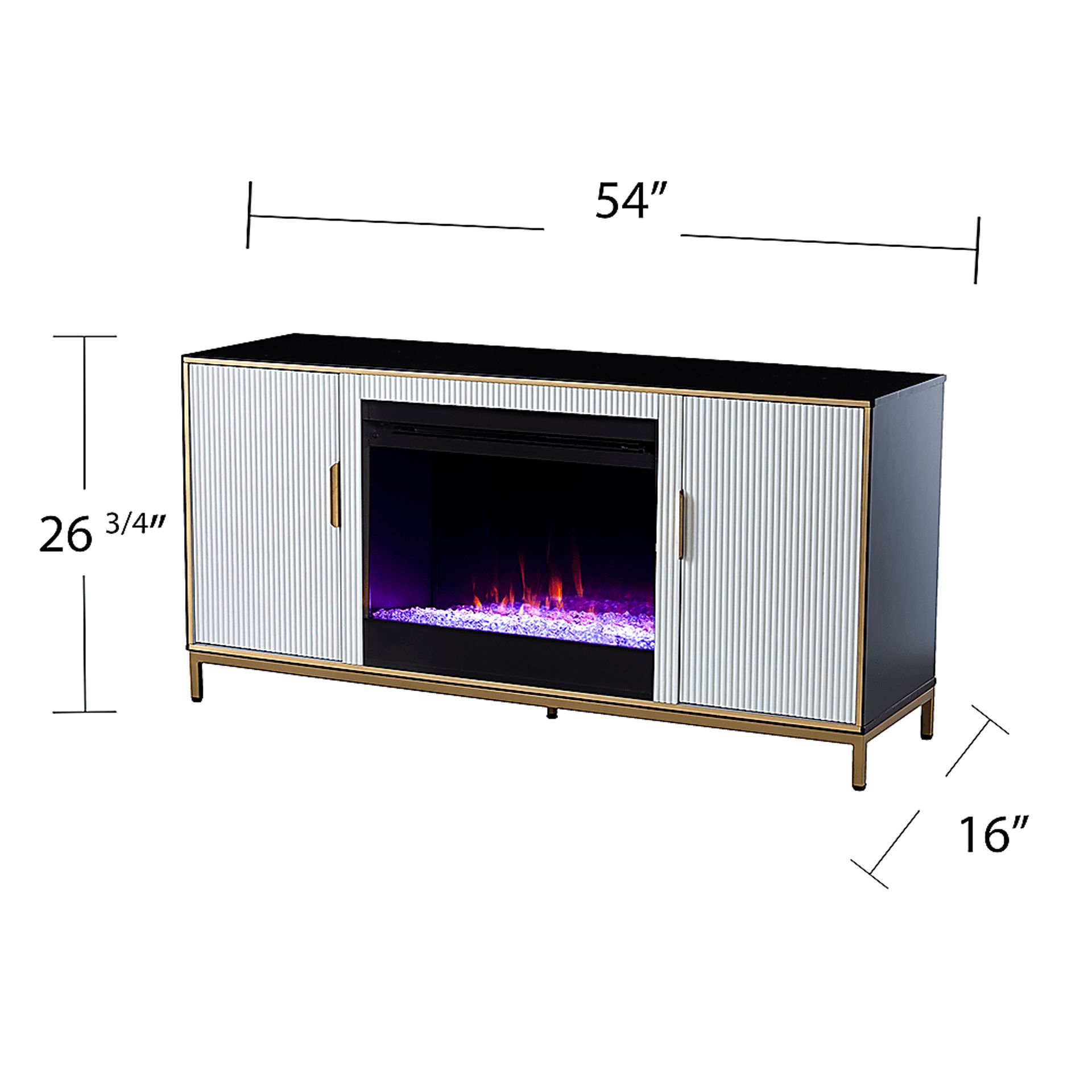 Rascher I White 54 in. Console, With Color Changing Electric Fireplace - Image 10
