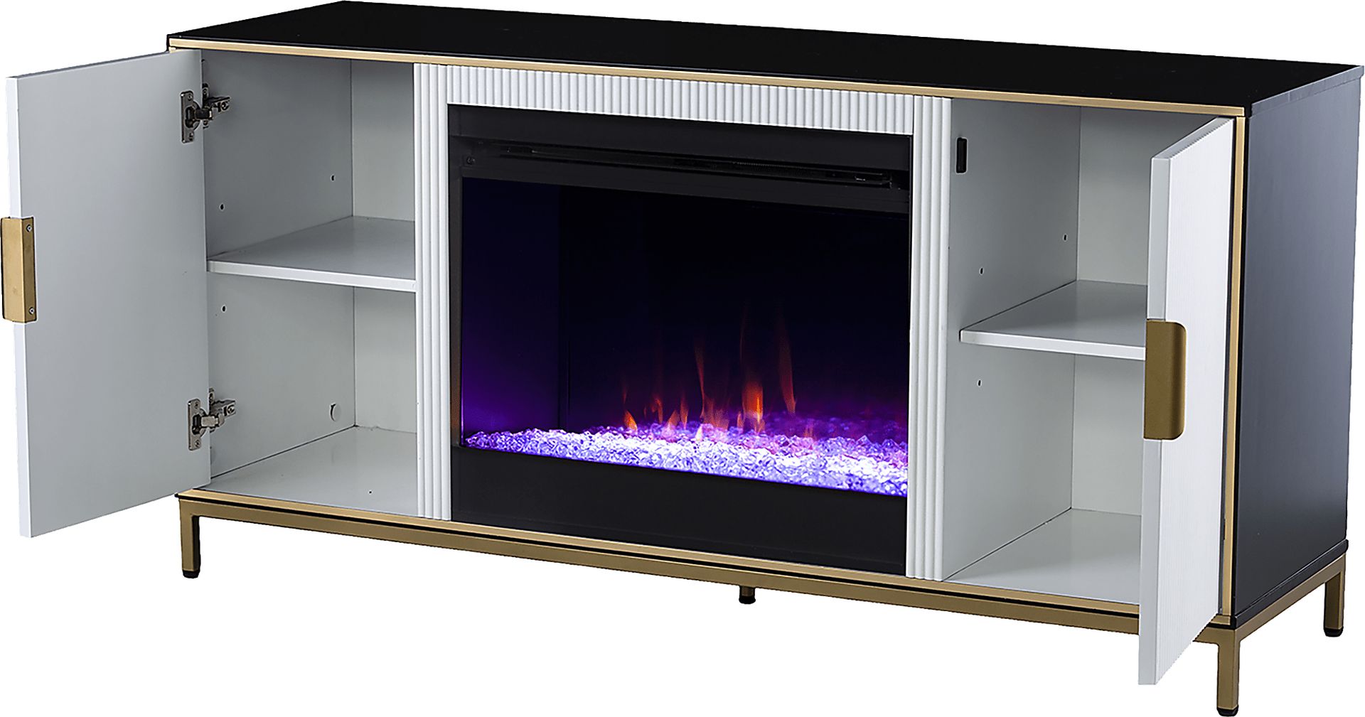 Rascher I White 54 in. Console, With Color Changing Electric Fireplace - Image 3