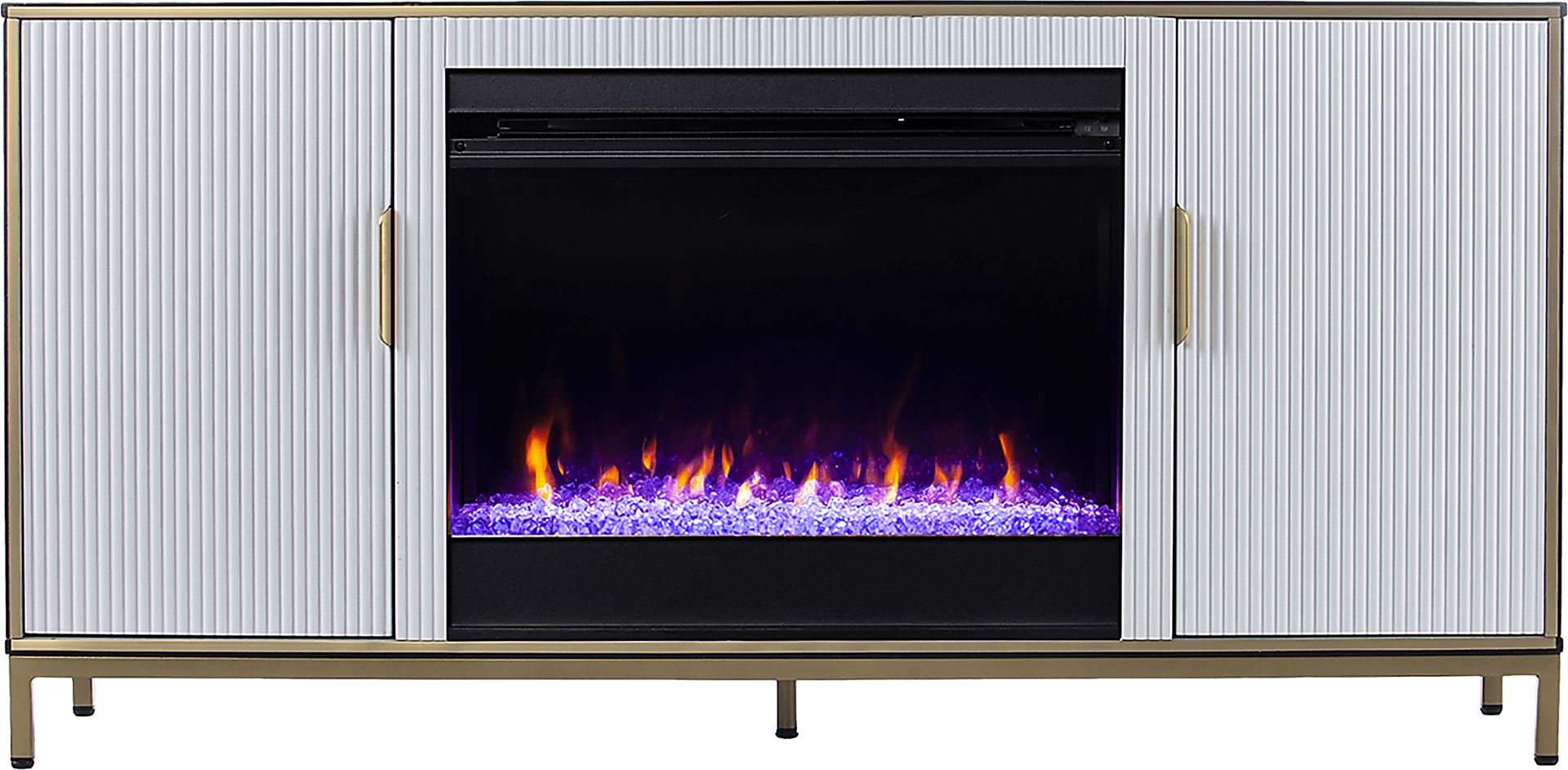 Rascher I White 54 in. Console, With Color Changing Electric Fireplace - Image 7