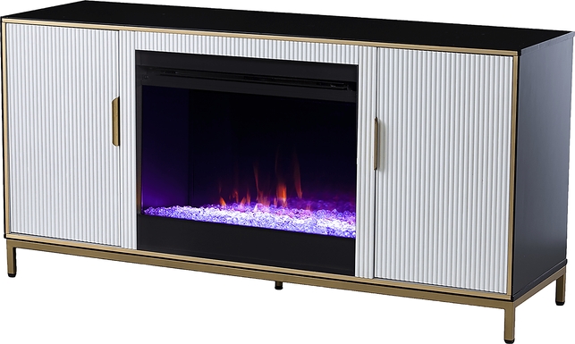 Rascher I White 54 in. Console, With Color Changing Electric Fireplace