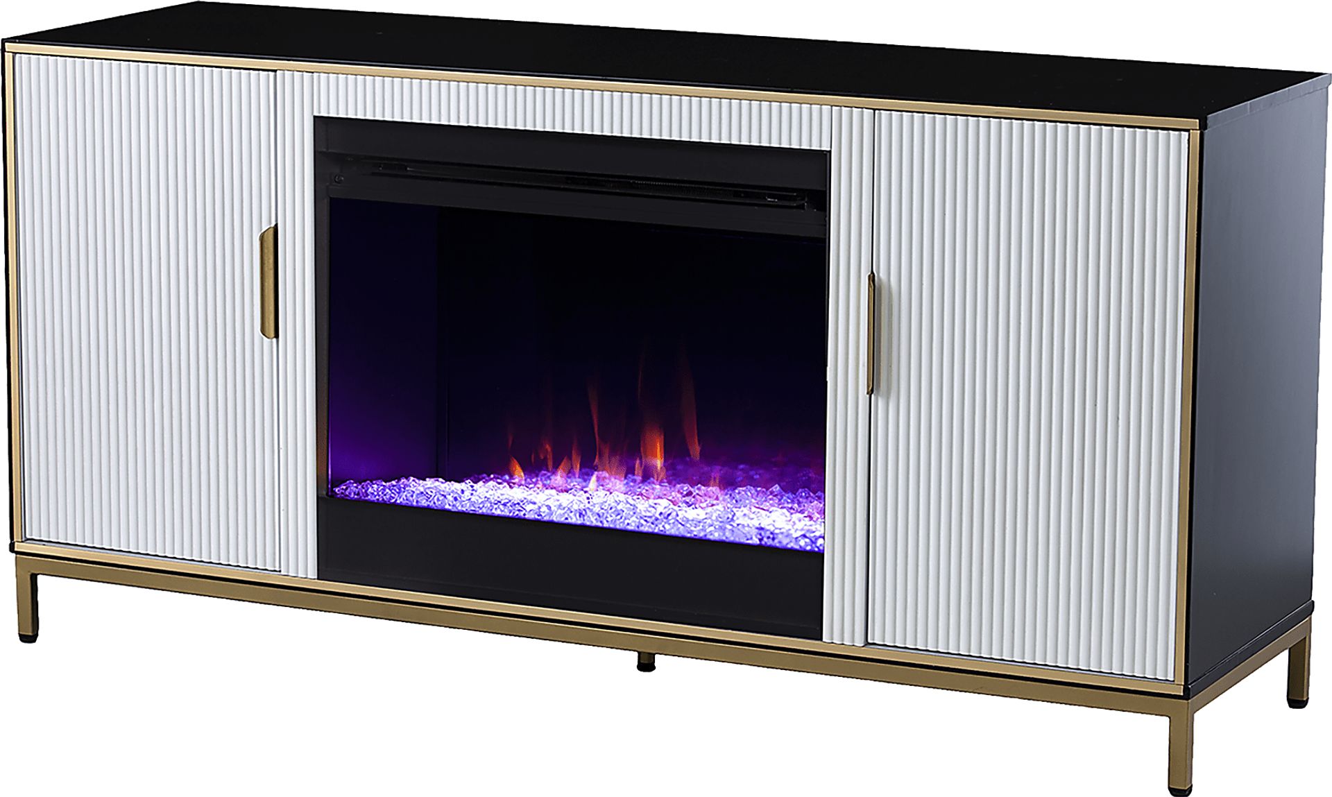 Rascher I White 54 in. Console, With Color Changing Electric Fireplace - Image 1