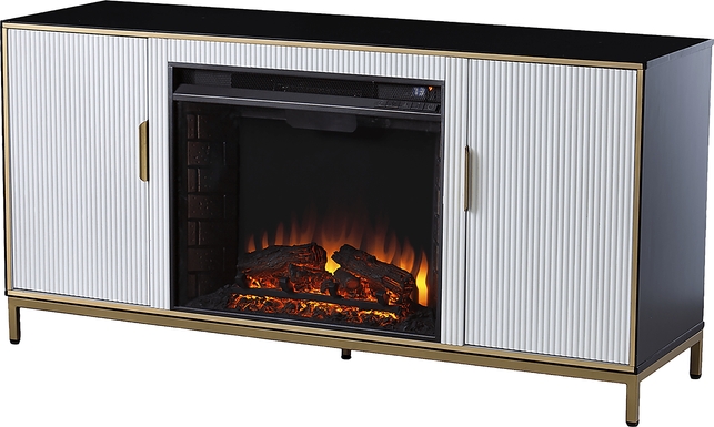 Rascher II White 54 in. Console, With Electric Fireplace