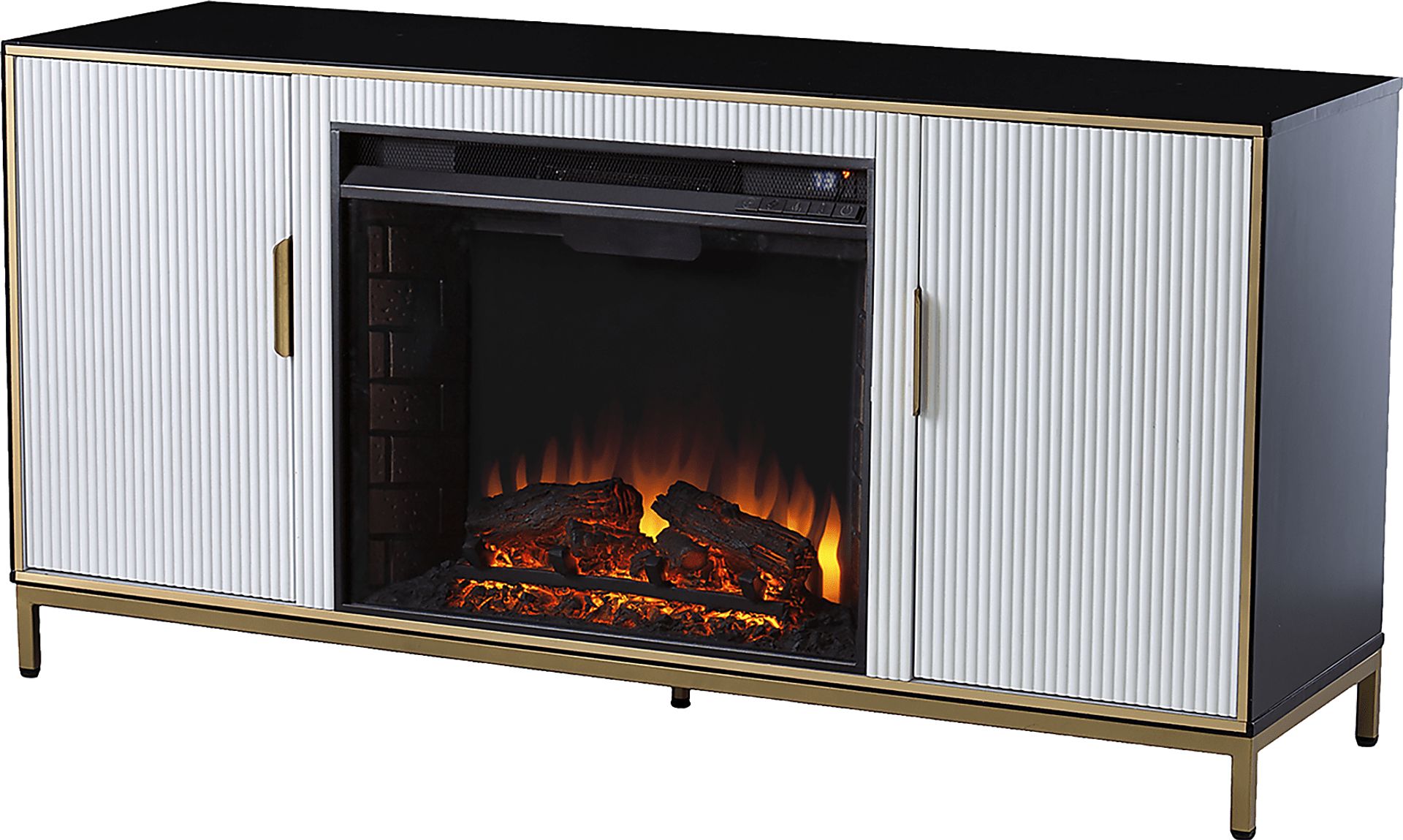Rascher II White 54 in. Console, With Electric Fireplace - Image 1